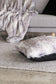 Imitation faux fur cushion in Grey Coyote. 