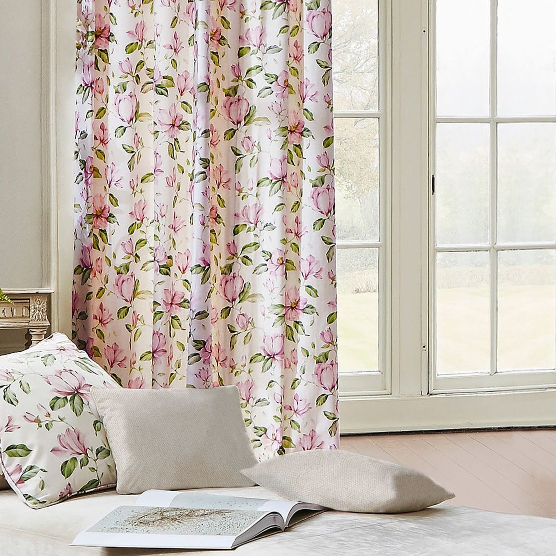 Idyllic cotton fabric from James Dunlop. Magnolia pattern on 100% cotton