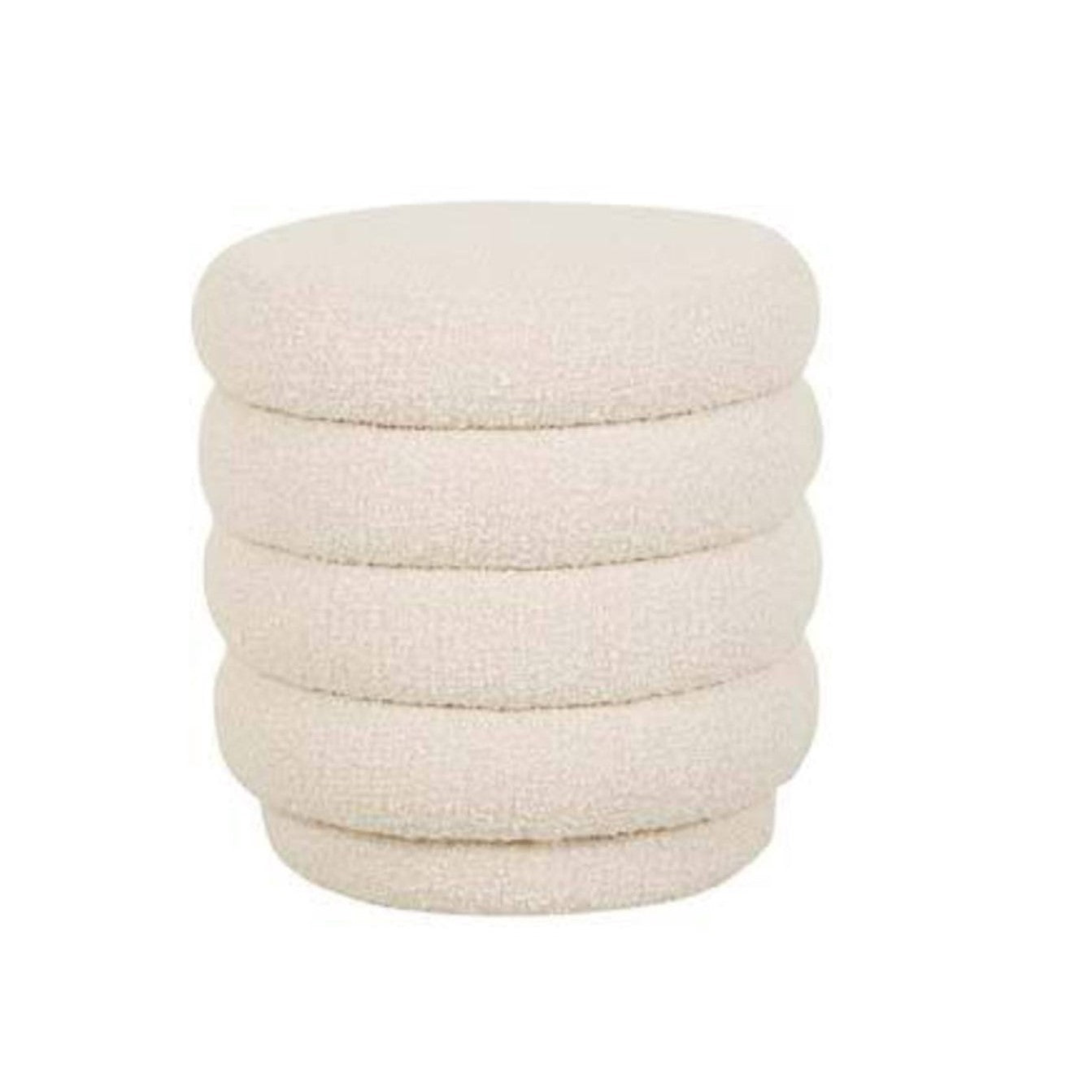 Kennedy ribbed round ottoman beige boucle