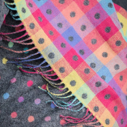 Lambswool spot rainbow throw from Foxford