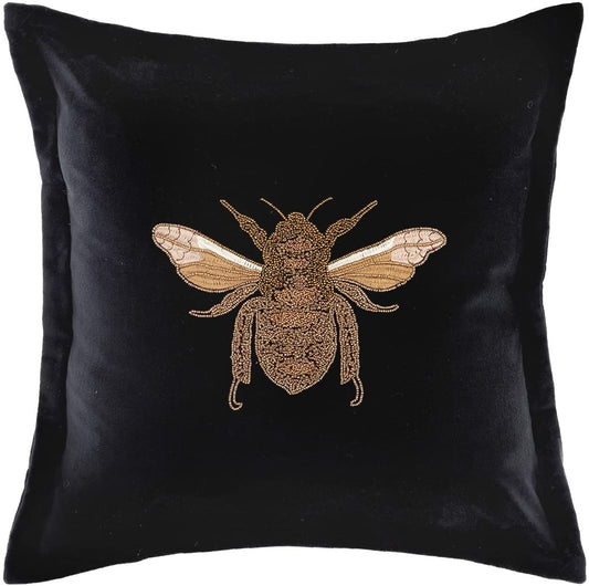 Black Layla velvet bee cushion from Voyage Maison 
