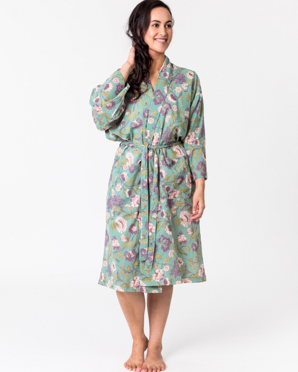 Lily Aqua kimono cotton robe by Floressents