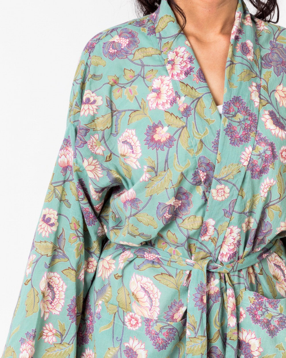 Lily Aqua kimono cotton robe by Floressents