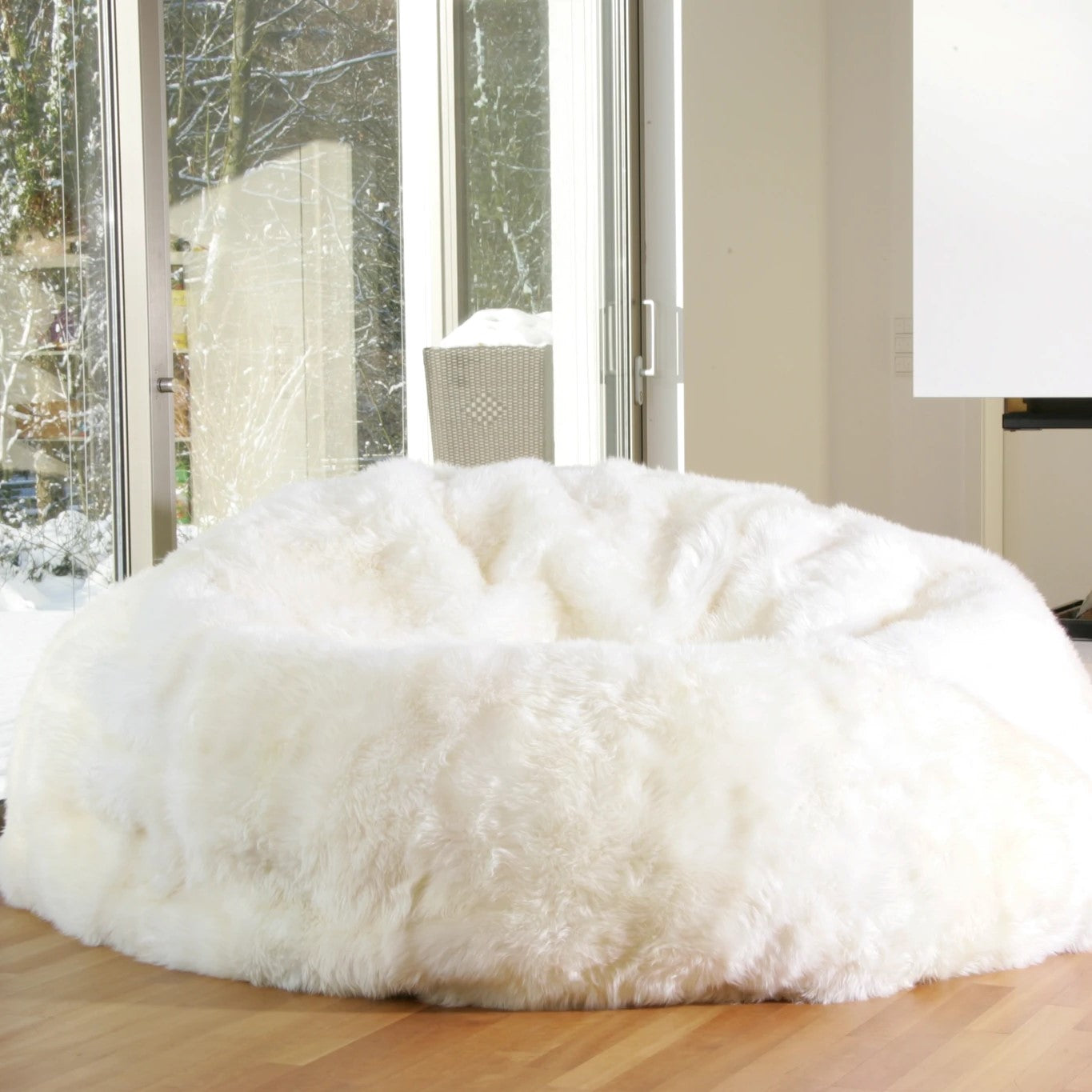 extra large sheepskin bean bag in ivory