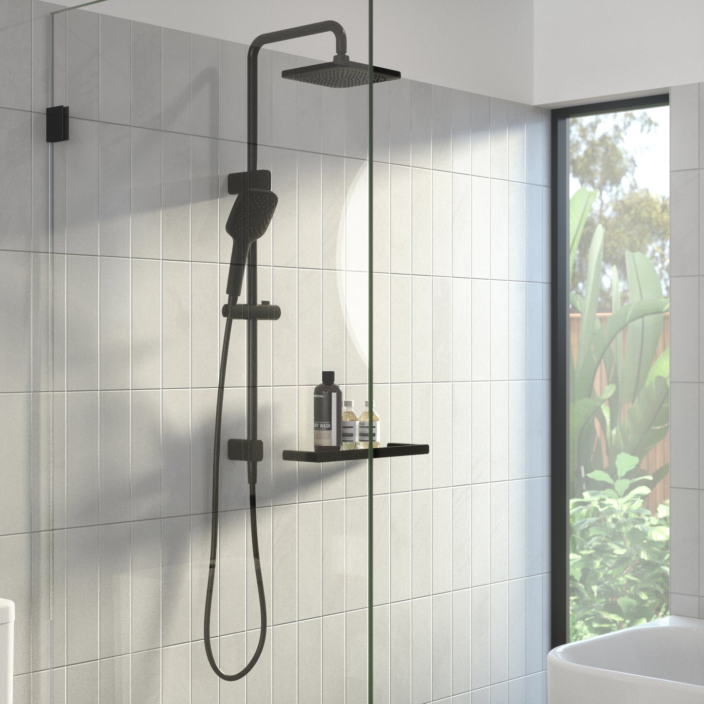 Caroma Luna Overhead Rail Shower in Black