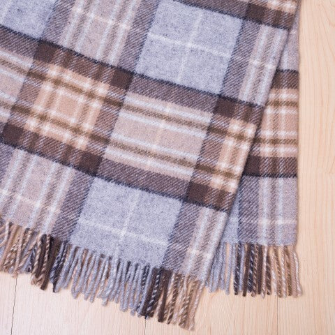 Mckellar wool throw NZ in brown and beige check from Weave for New Zealand interiors