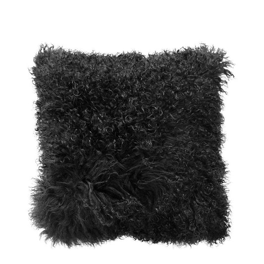 Meru Tibetan Lambs skin Fur cushion and hides - Meru in Black from Mulberi | My Sanctuary NZ