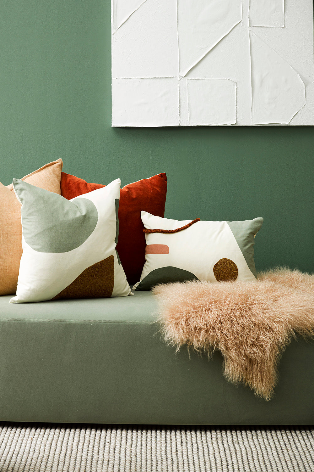 Meru Tibetan Lambs skin Fur cushion and hides - Meru in Biscotti from Mulberi | My Sanctuary NZ