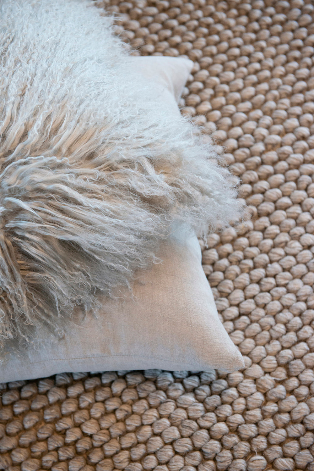 Meru Tibetan Lambs skin Fur cushion and hides - Meru in Silver Grey from Mulberi | My Sanctuary NZ