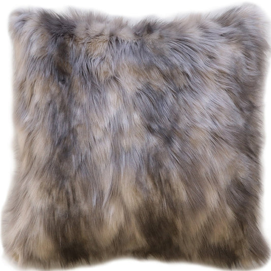 Imitation faux fur cushion in Mountain Hare