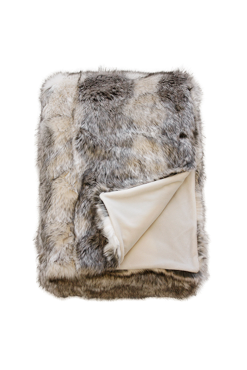 Imitation Faux Fur Throw in Mountain Wolf