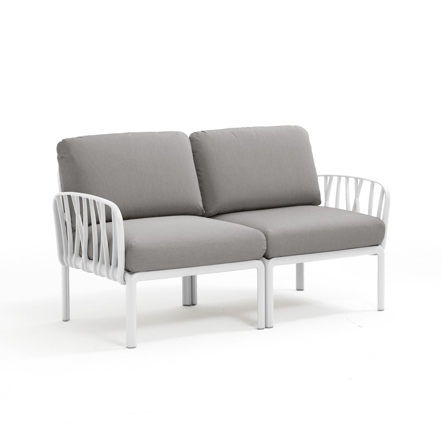 Komodo outdoor sofa white frame grey cushions