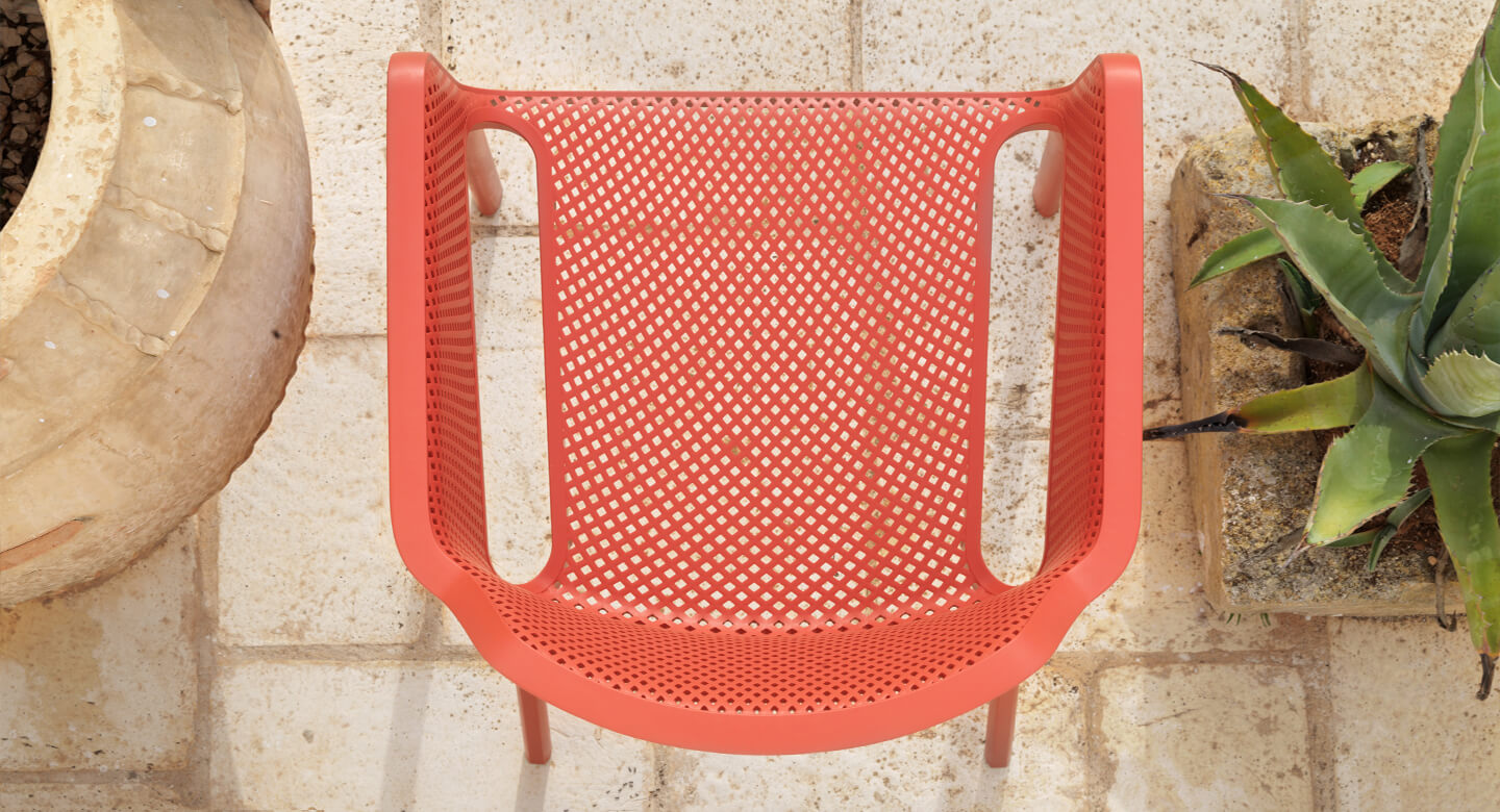 nardi net chair in coral from above