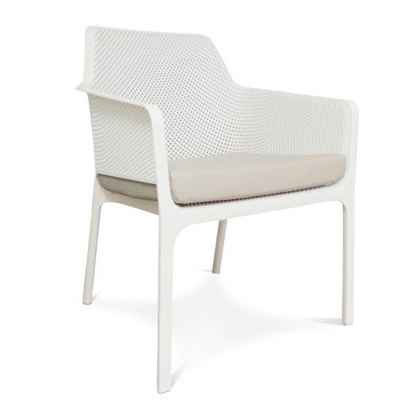 net relax armchair in white and grey cushion