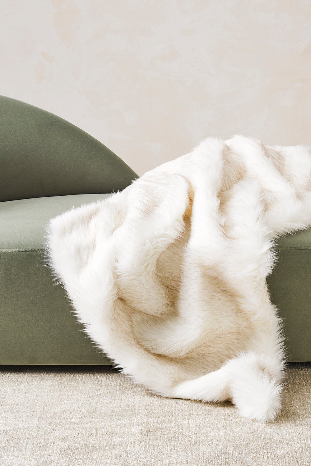 Luxury faux fur throw in pure white from Heirloom.  These are the best fake fur throws, super soft for NZ interior design