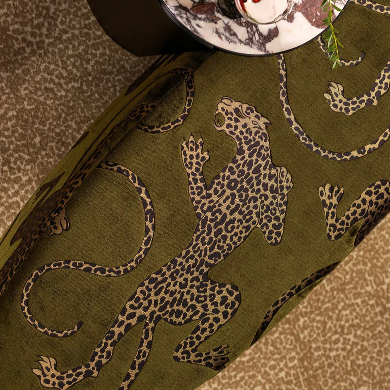 Panthera fabric lifestyle image on a bench