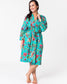 paradise aqua green kimono in cotton with belt
