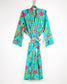 paradise aqua green kimono in cotton with belt