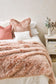 Luxury faux fur throw Peony Plume in pale pink from Heirloom.  These are the best fake fur throws, super soft for NZ interior design