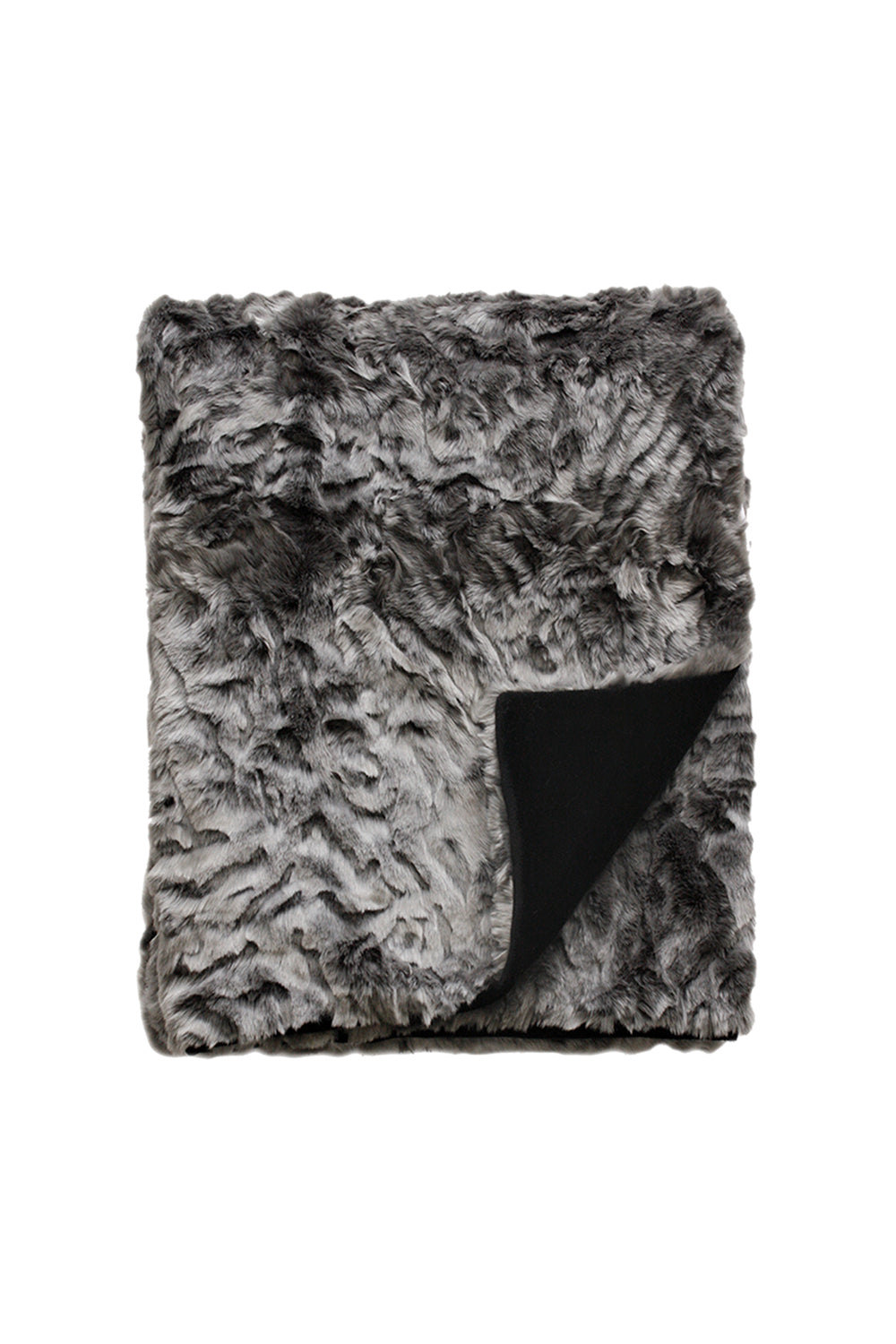 Imitation faux fur throw in Pewter Chinchilla grey textured