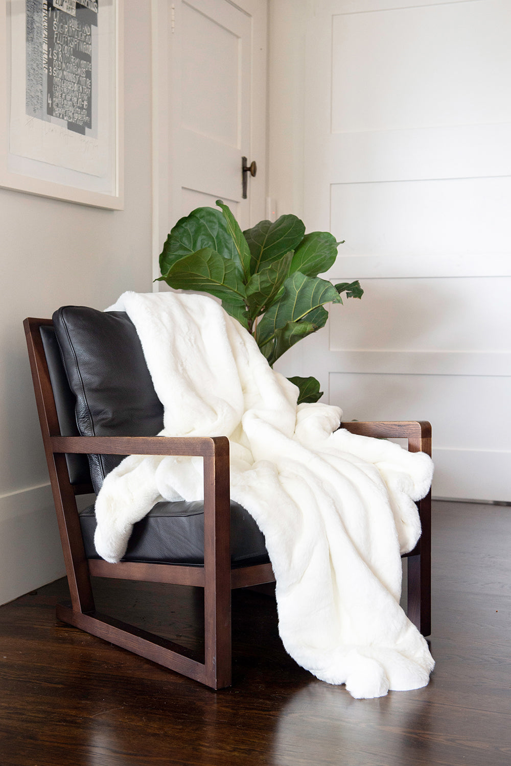 Luxury faux fur throw Polar Bear in pure white from Heirloom.  These are the best fake fur throws, super soft for NZ interior design