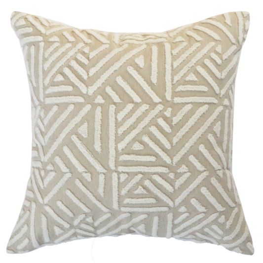 Remus cushion from Mulberi, textured geometric patterned cushion in natural