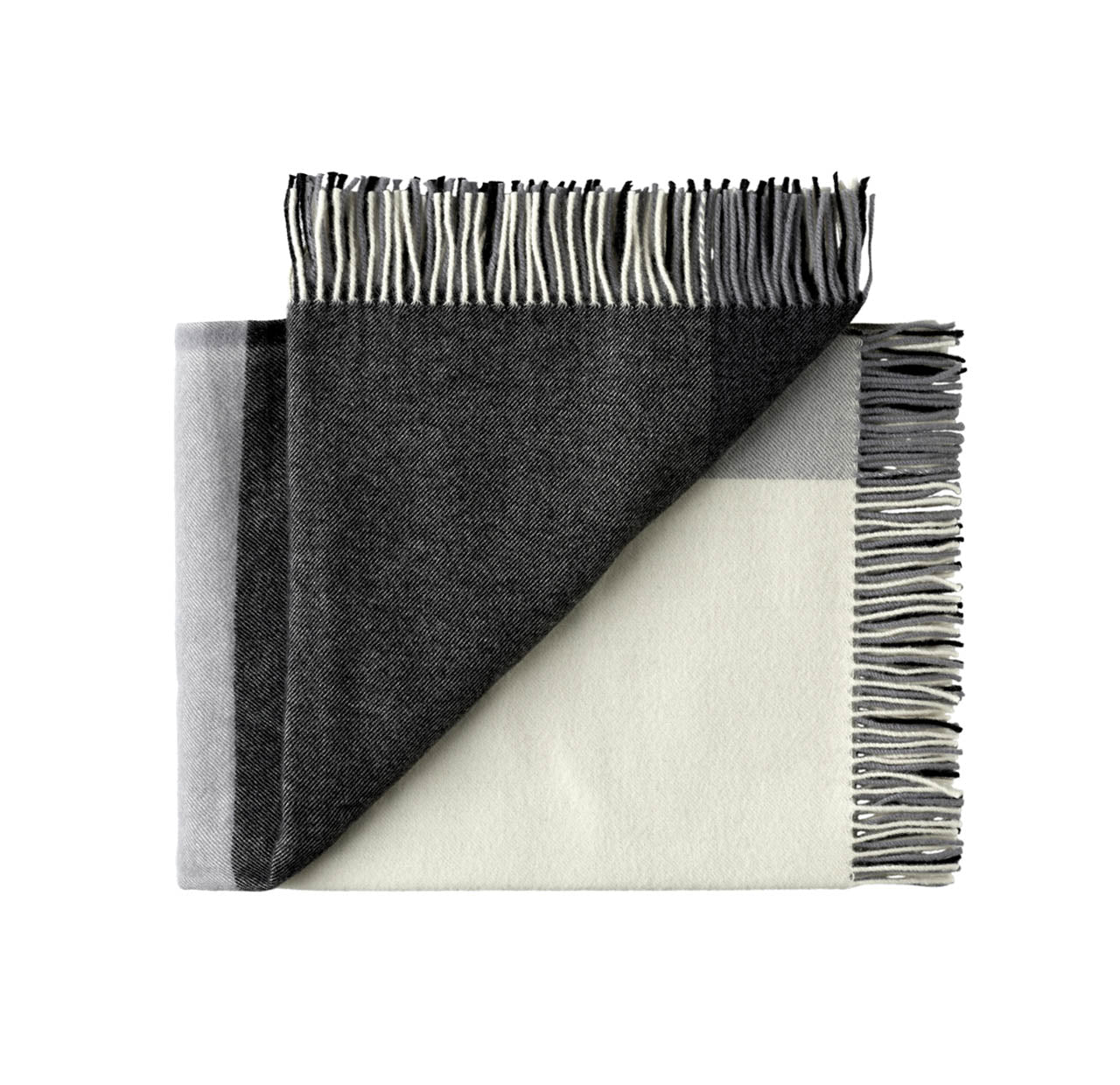 Wool Throw Roxburgh from Weave Home Charcoal Grey colour block pattern. New Zealand