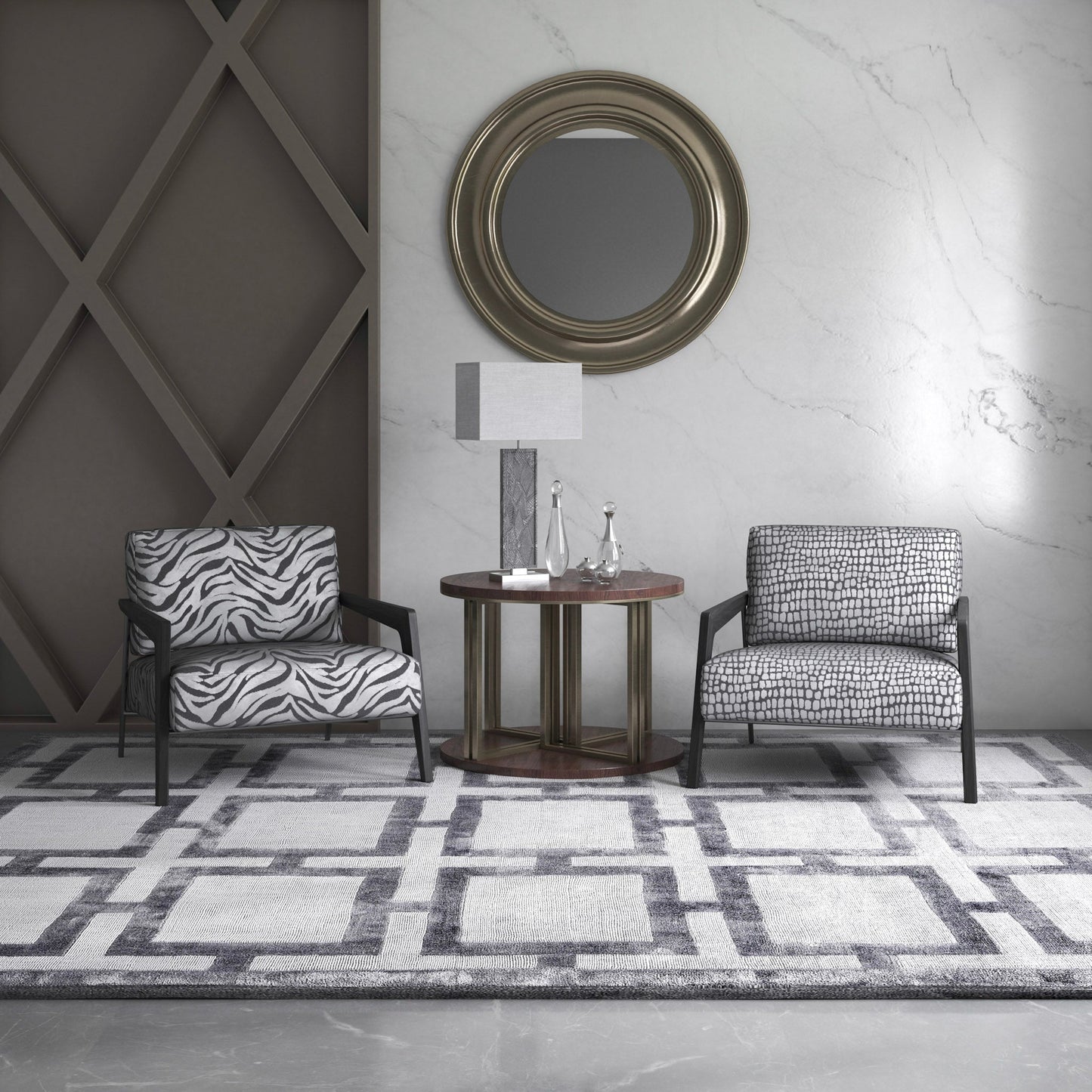 Cazador and Cebra fabrics on occasional chairs 