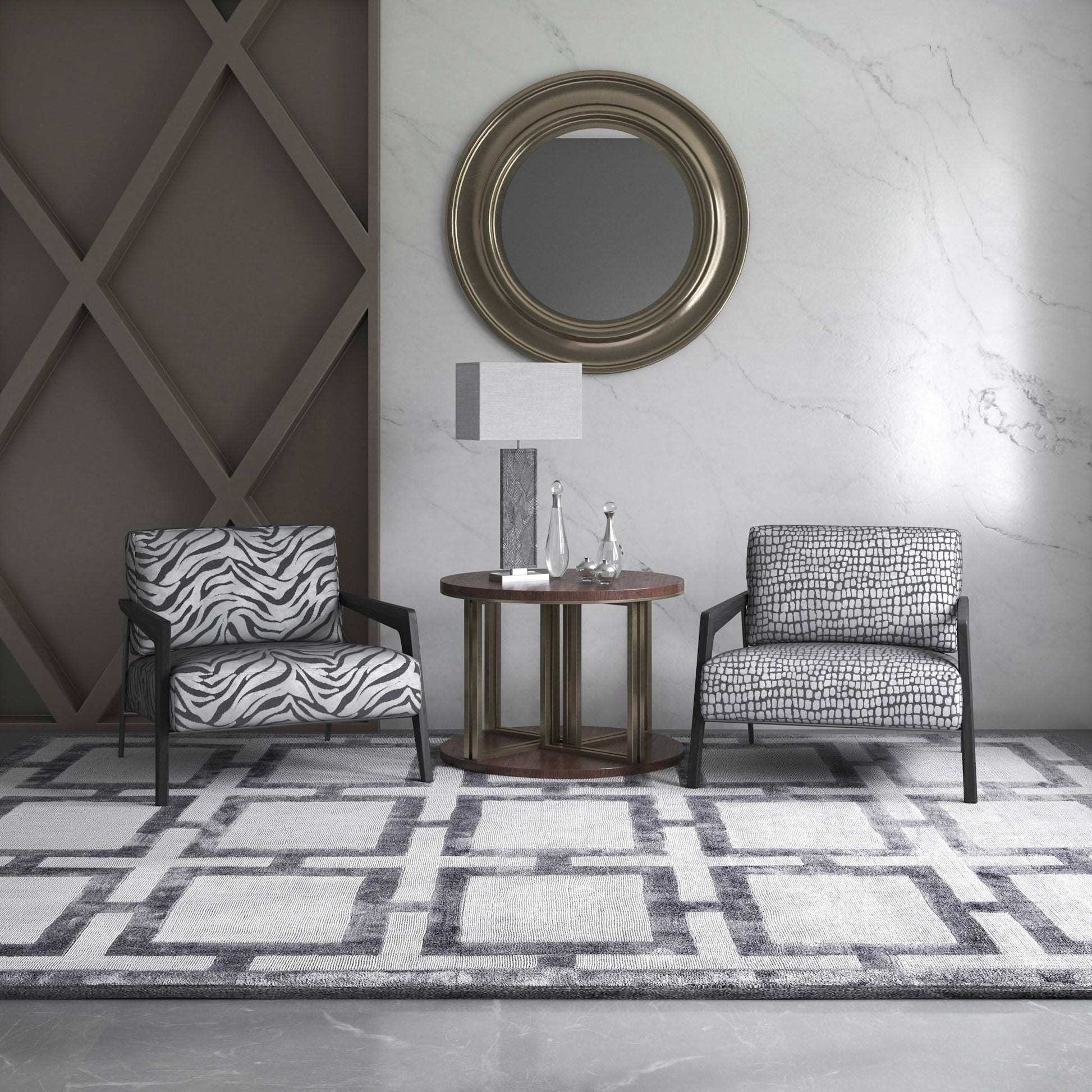 Cazador and Cebra fabrics on occasional chairs 