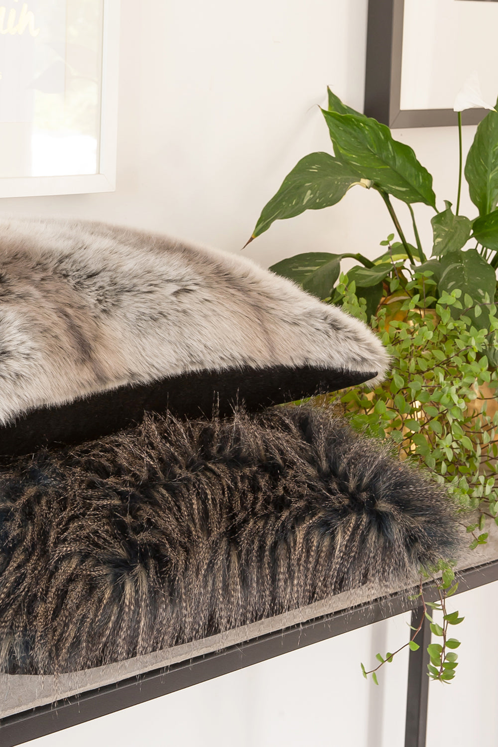 Luxury Imitation Fur Cushion - Silver Marten