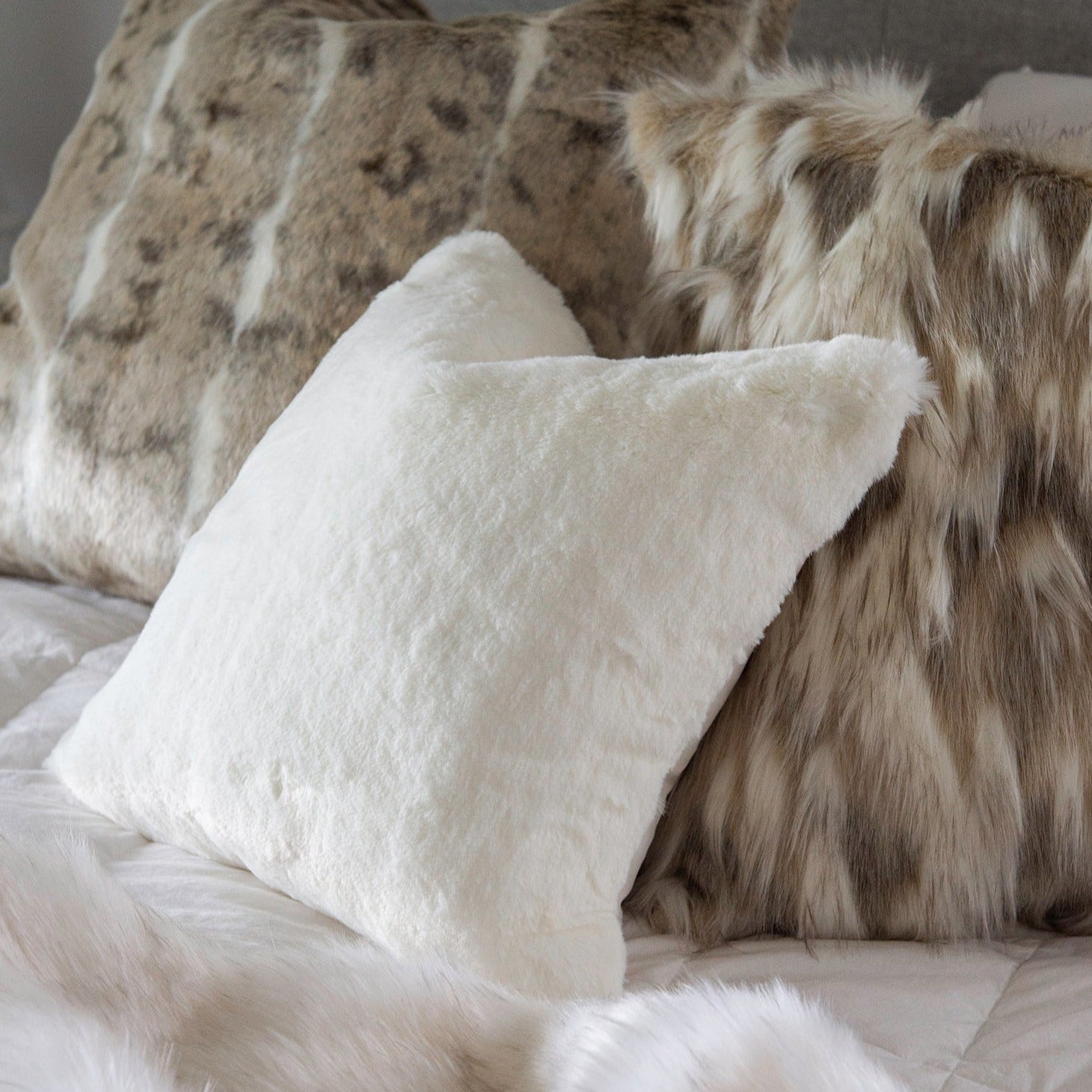 Luxury imitation fur cushion ,  Polar Bear by Heirloom for New Zealand interiors