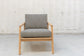 Straight occasional chair light wood and grey cushions