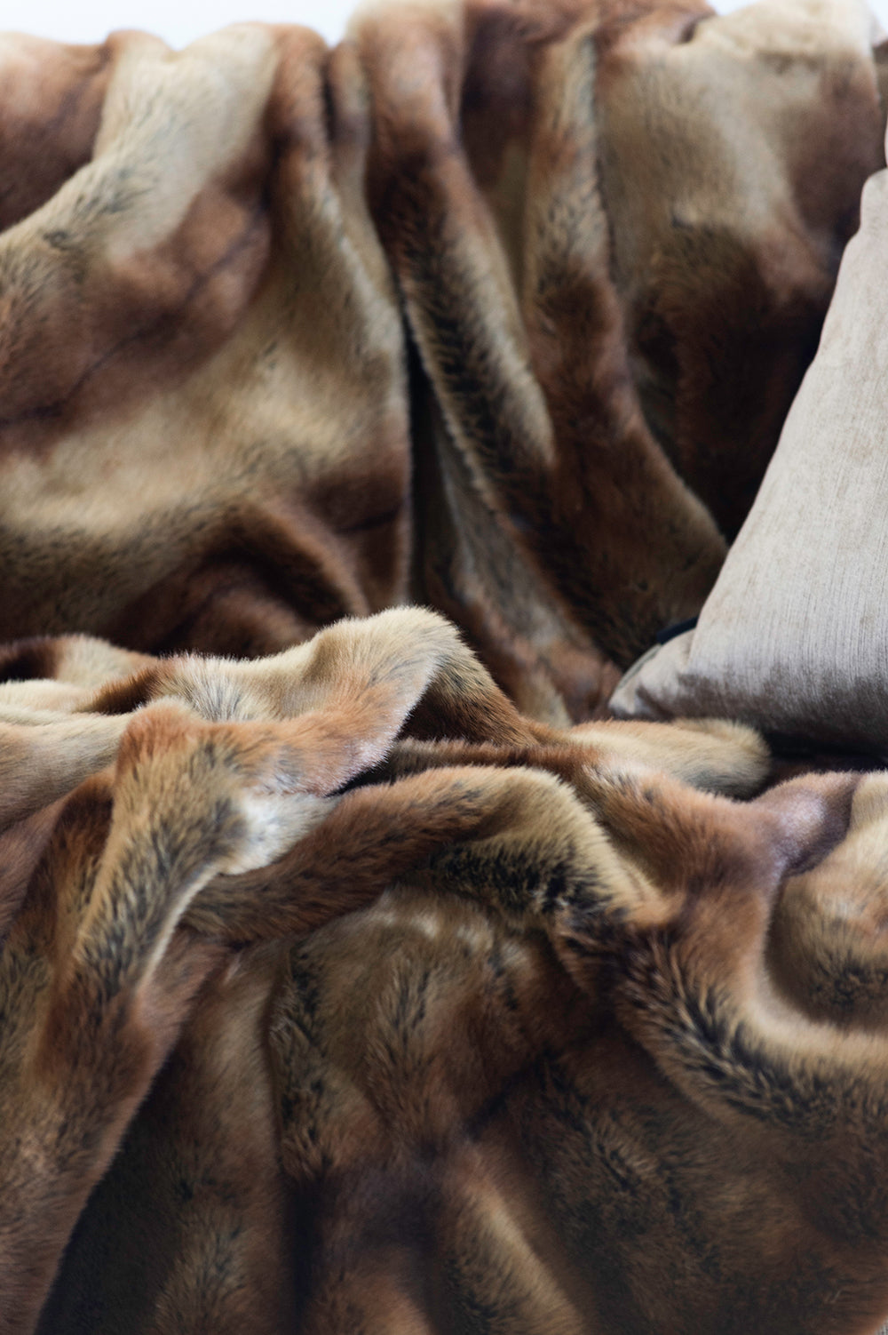 Luxury imitation fur throw, red lemur with matching cushions from Heirloom sku FRLT18