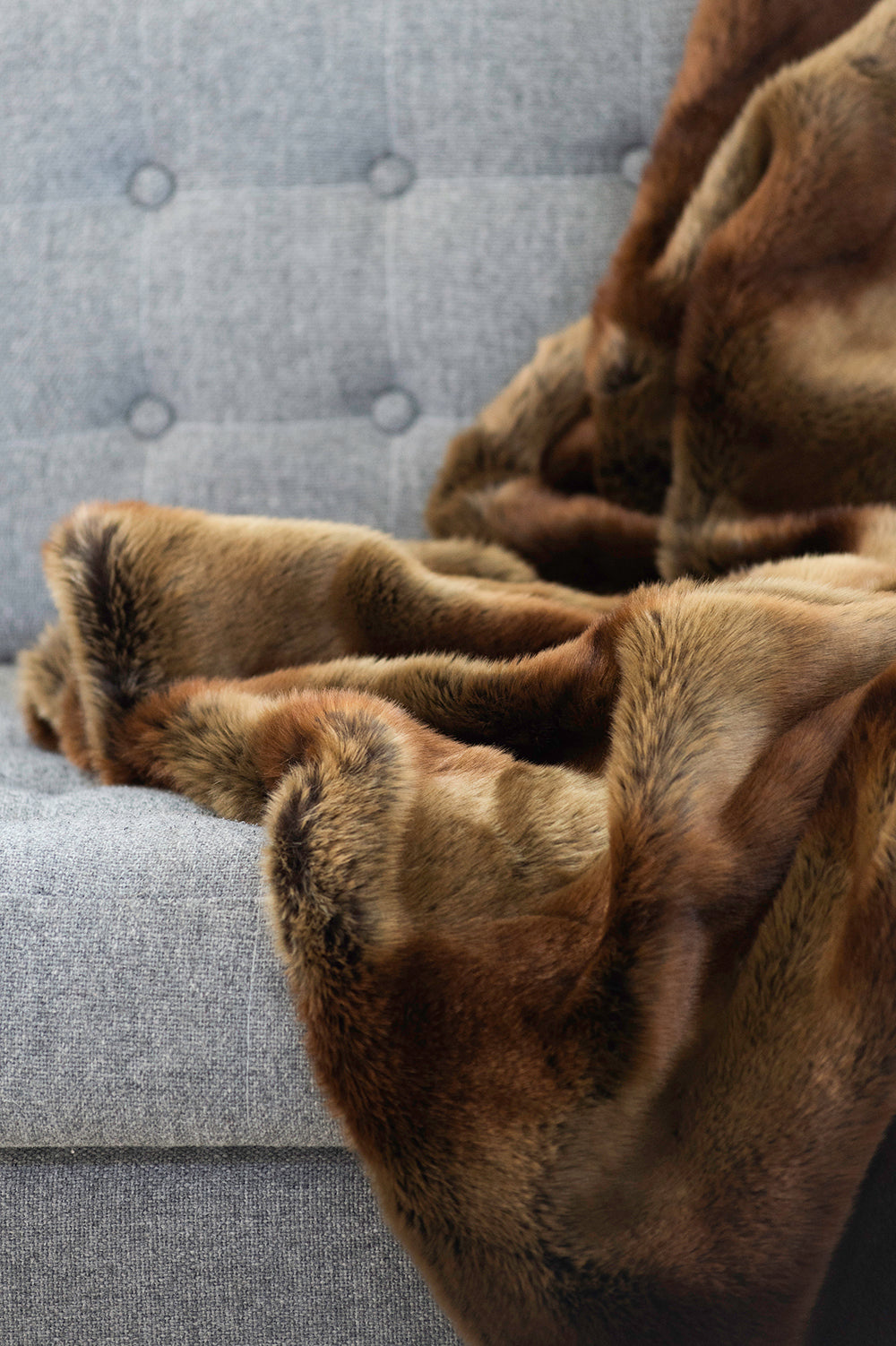 Luxury imitation fur throw, red lemur with matching cushions from Heirloom sku FRLT18 | My Sanctuary NZ