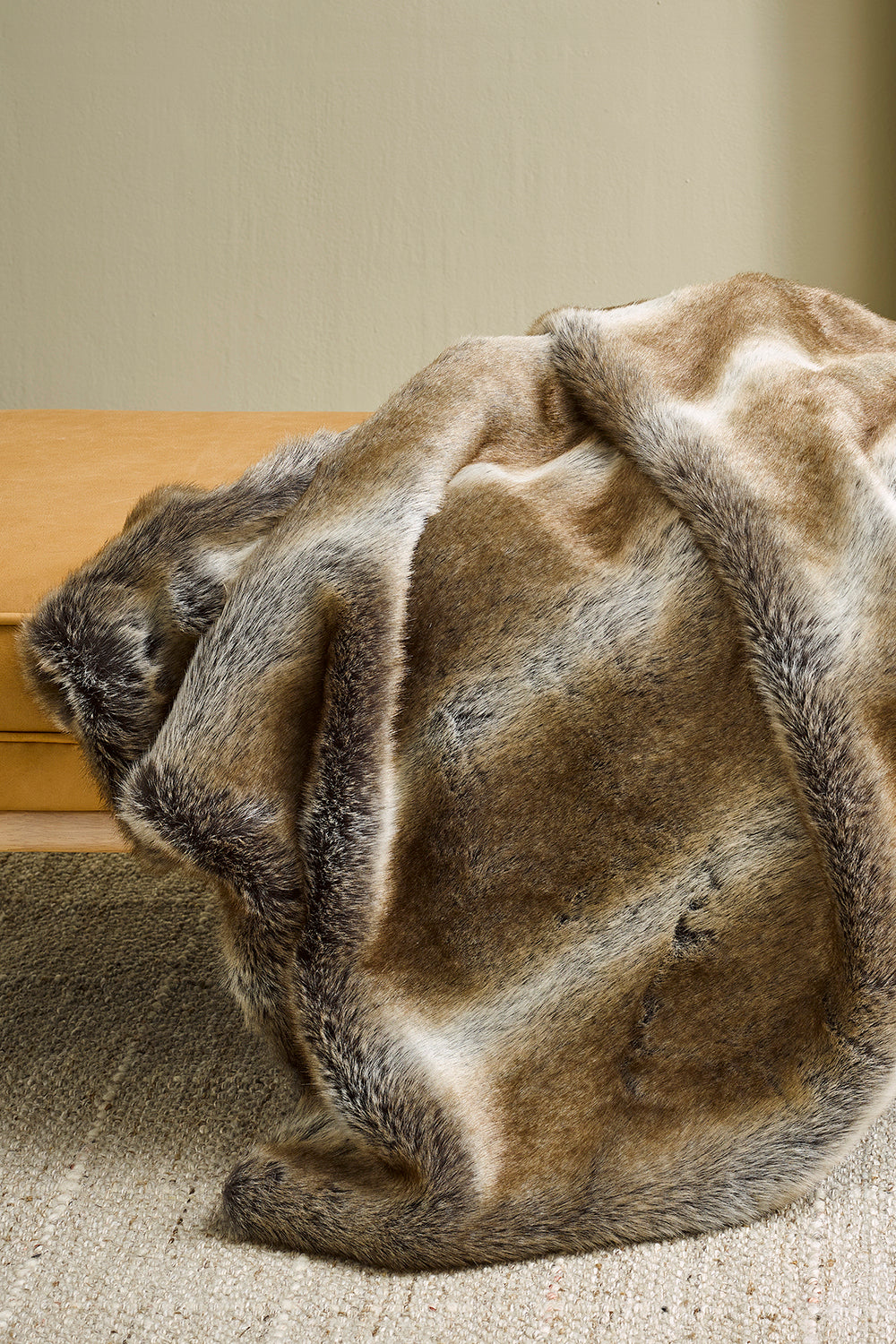 Imitation fake fur throw - Heirloom faux fur throw and cushions  in Striped Elk. Made in New Zealand