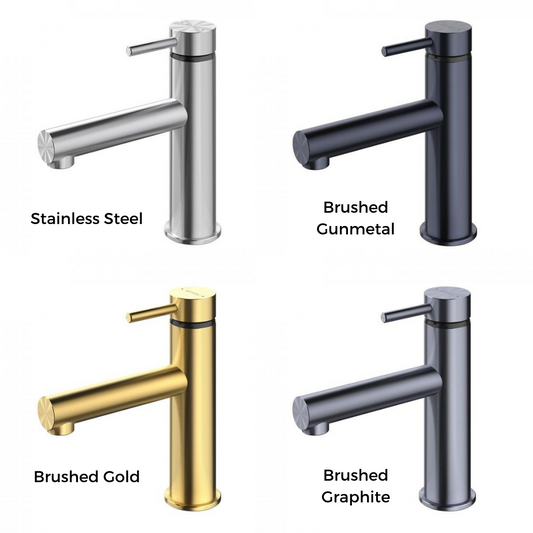 Methven Turoa Basin mixer stainless steel, brushed gold, brushed gunmetal and brushed graphite Methven TUBGR