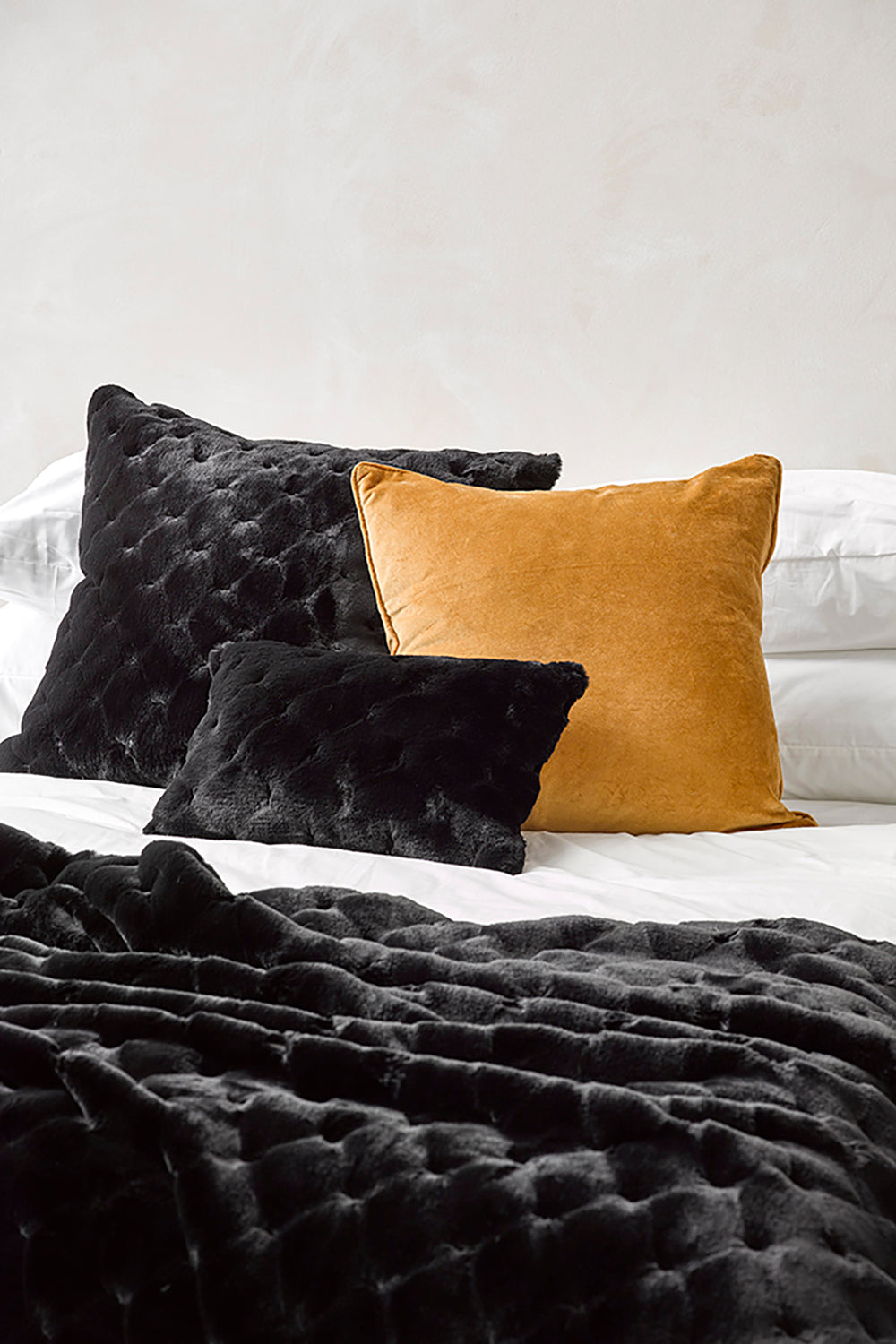 Luxury imitation fur cushion , Valentina  by Heirloom for New Zealand interiors