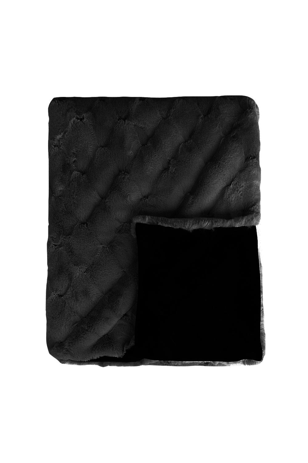 Luxury imitation fur throw, Valentina Black from Heirloom Furs with matching cushions  SKU FVABT18