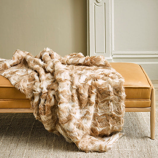 Luxury Imitation Faux Fur throw in Vintage Squirrel Fawn by Furtex Heirloom