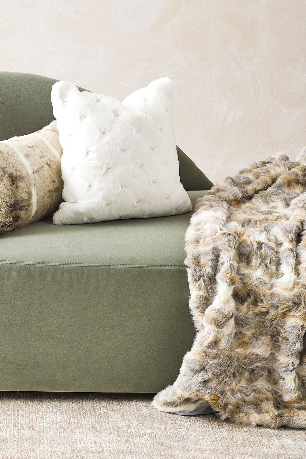 Luxury Imitation Faux Fur throw in Vintage Squirrel Grey by Furtex Heirloom