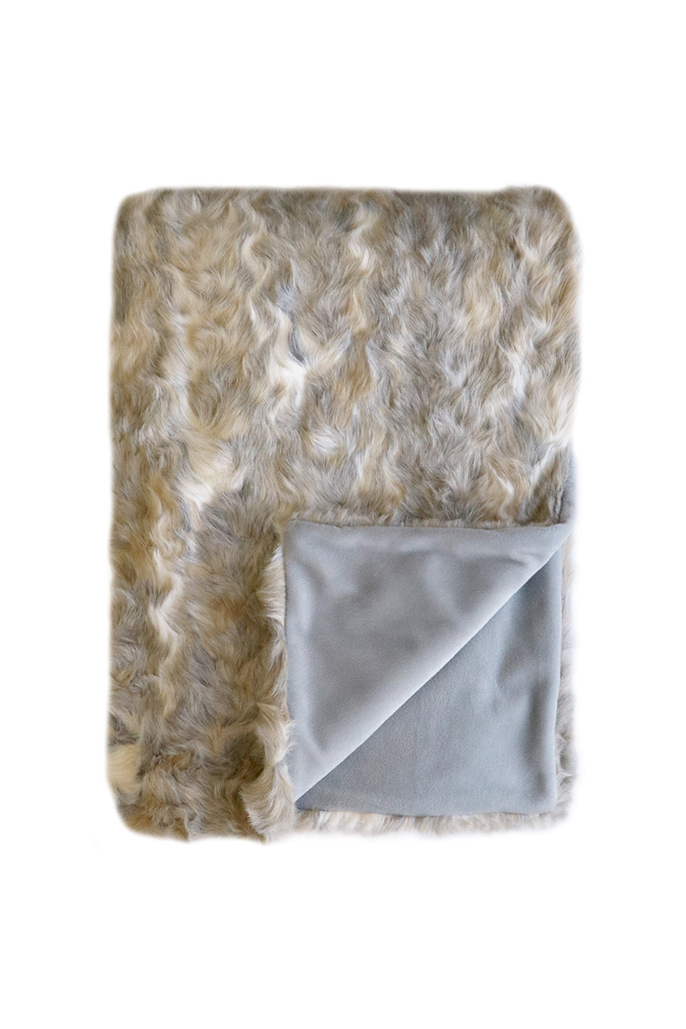 Luxury Imitation Faux Fur throw in Vintage Squirrel Grey by Furtex Heirloom