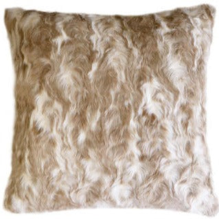 Luxury imitation faux fur throw in Vintage Squirrel Fawn, brown and cream