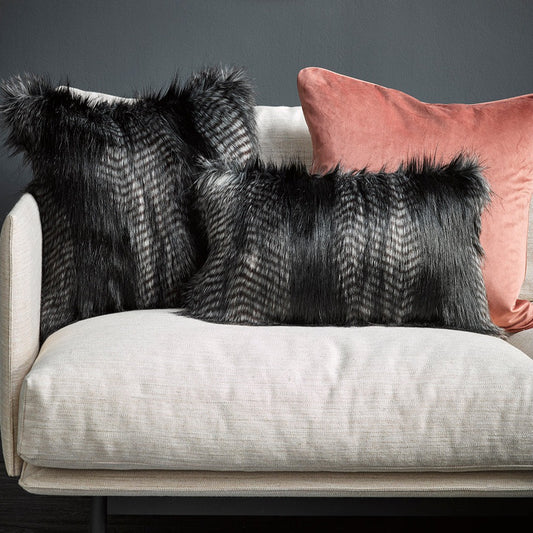 Luxury Imitation Fur Cushion Black Coyote