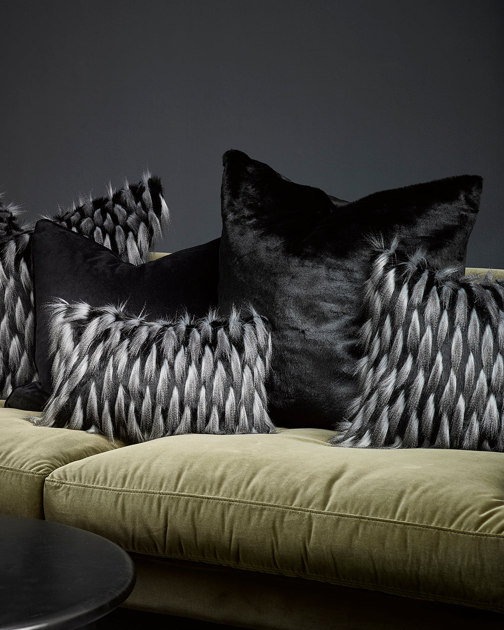 Black Panther imitation faux fur cushion from heirloom