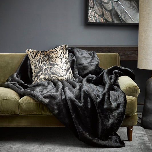 Black Panther imitation faux fur throw from heirloom