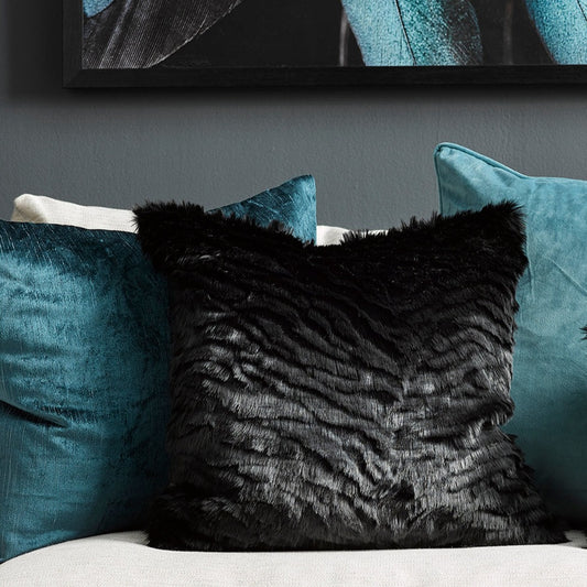 Luxury Imitation Fur Cushion Black Tiger