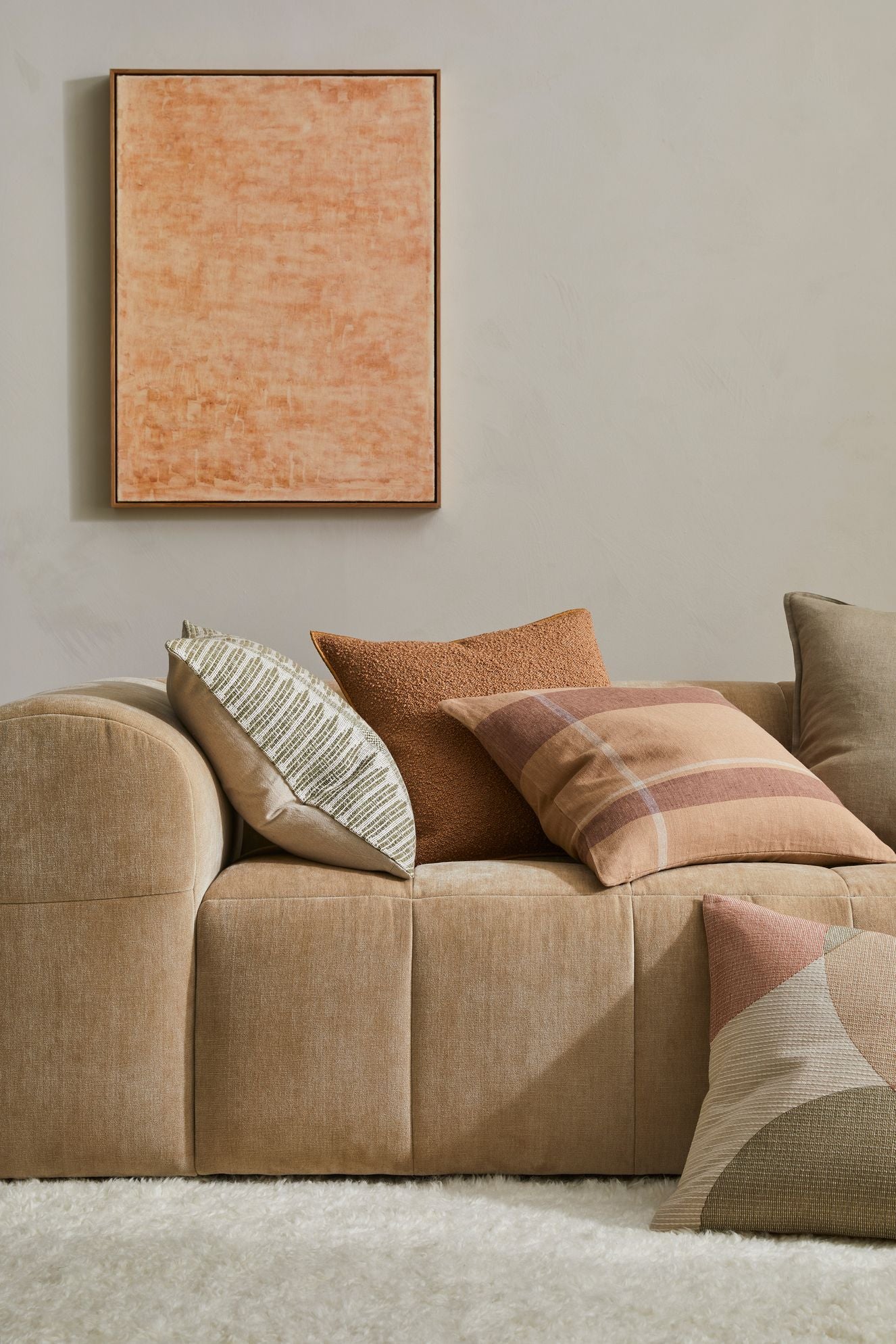 Dante cushions, linen cushion from weave on a sofa