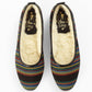 Striped Fabric Ballet Slippers iwith wool lining and rubber sole. Luxury slippers from My Sanctuary
