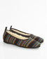 Striped Fabric Ballet Slippers iwith wool lining and rubber sole. Luxury slippers from My Sanctuary