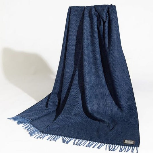 cashmere and lambswool cong throw in denim navy from foxford mill